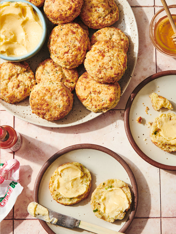 Prosciutto, Cheddar & Chive Biscuits with Hot Honey Butter 