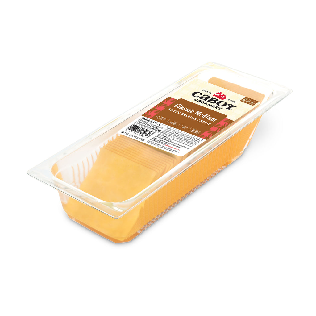 Cabot Medium Yellow Cheddar Cheese, Slices